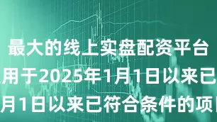 最大的线上实盘配资平台可追溯适用于2025年1月1日以来已符合条件的项目