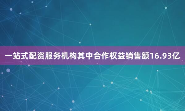一站式配资服务机构其中合作权益销售额16.93亿